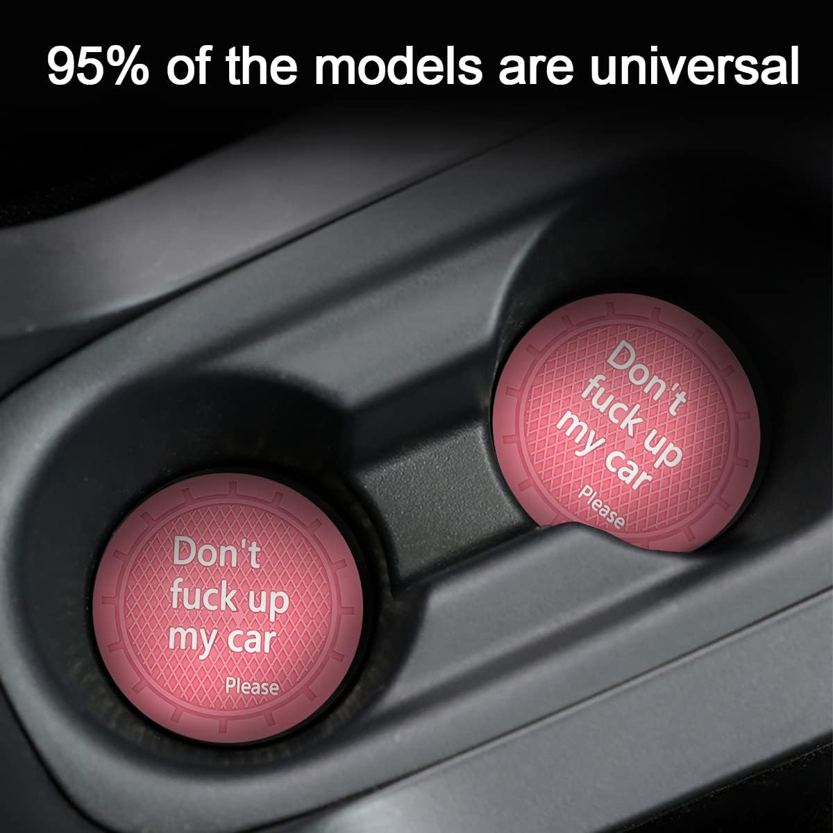 8sanlione Car Cup Coaster, 4Pcs 2.75 Inch Auto Cup Holder Insert Coasters, Non-Slip Waterproof Embedded Drink Mat, Automotive Interior Accessories for Men and Women (D Pink/4PCS)