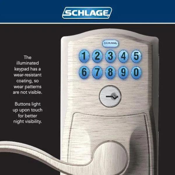 Camelot Satin Nickel Electronic Door Lock with Georgian Door Knob Featuring Flex Lock