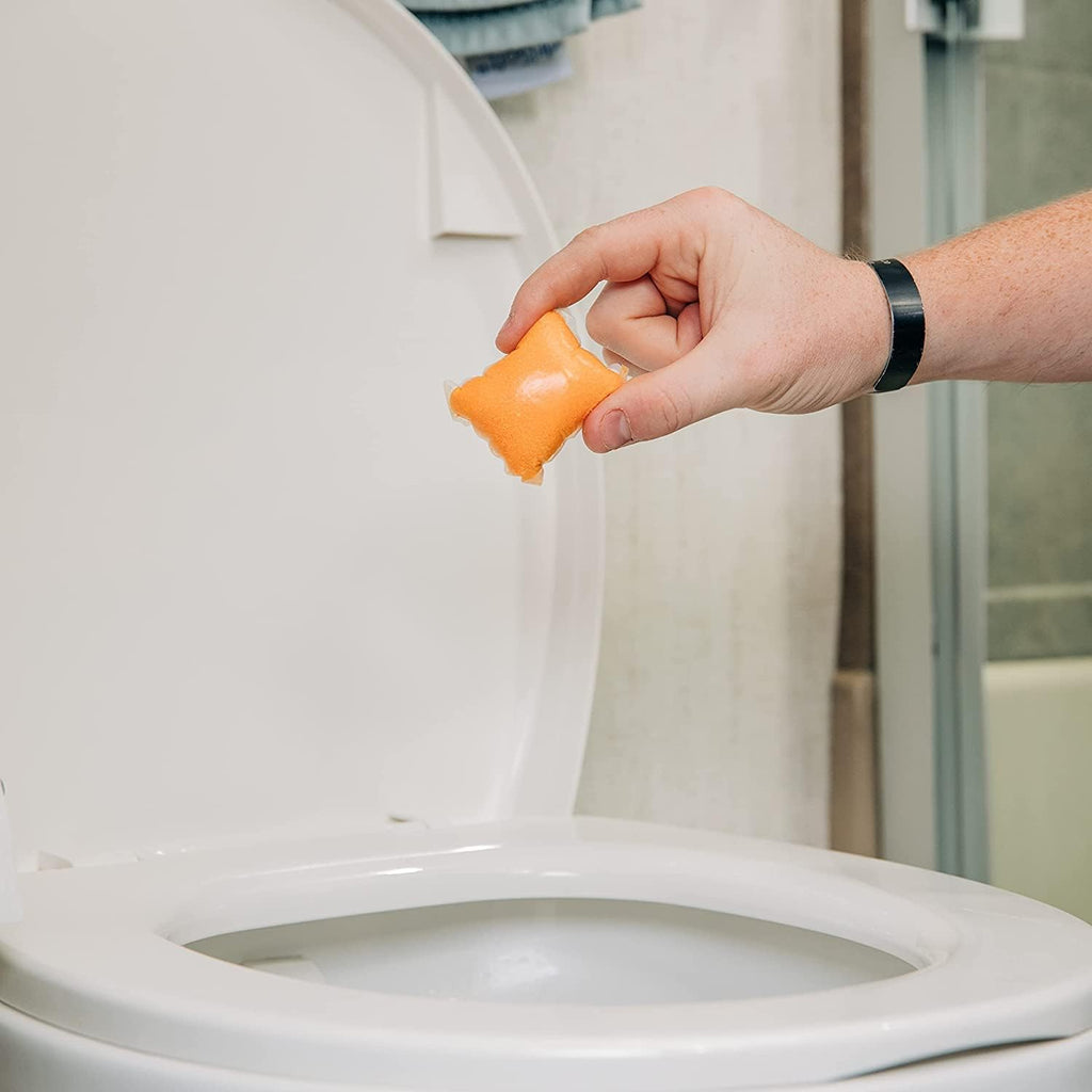 Camco TST MAX RV Toilet Treatment Drop-INs | Control Unwanted Odors and Break Down Waste | Septic Tank Safe | Orange Scent | (41183)
