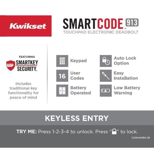 SmartCode Venetian Bronze Single Cylinder Electronic Deadbolt featuring SmartKey Security and Juno PassaKnob