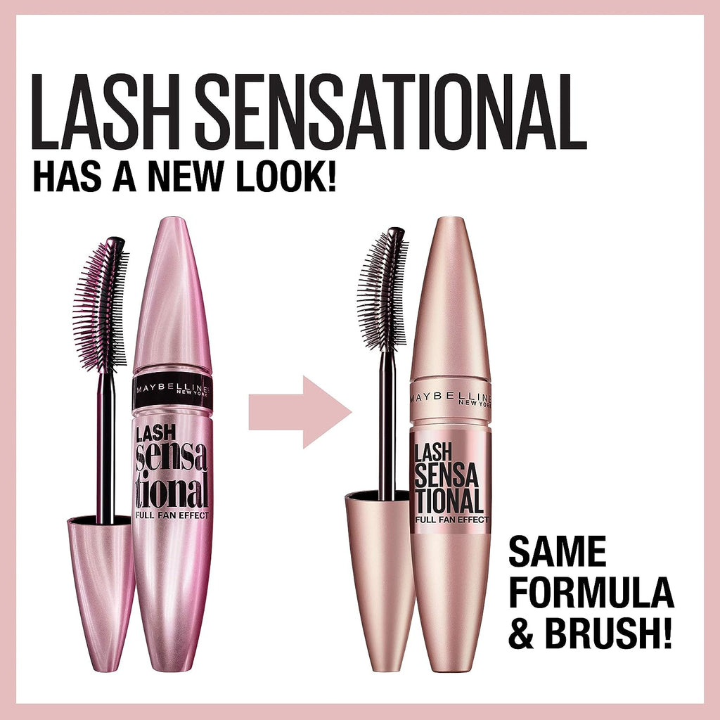 Maybelline New York Lash Sensational Waterproof Mascara, Lengthening and Volumizing for a Full Fan Effect,Very Black, 1 Count