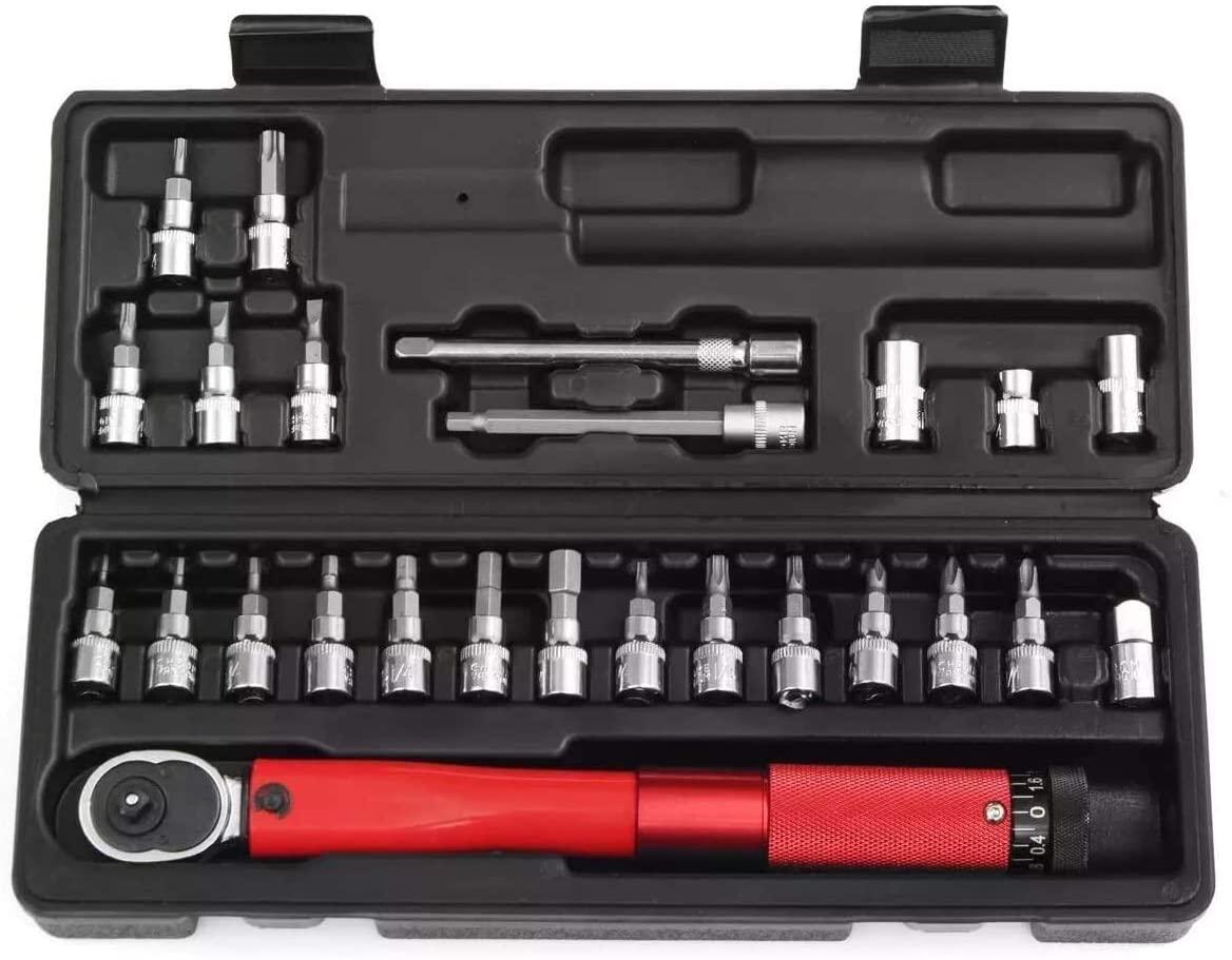 ZSEFV Hand Tools 25Pcs Bicycle Bike Torque Wrench 1/4 Inch Torque Wrench Socket Set Kit 2-24Nm Hand Tools