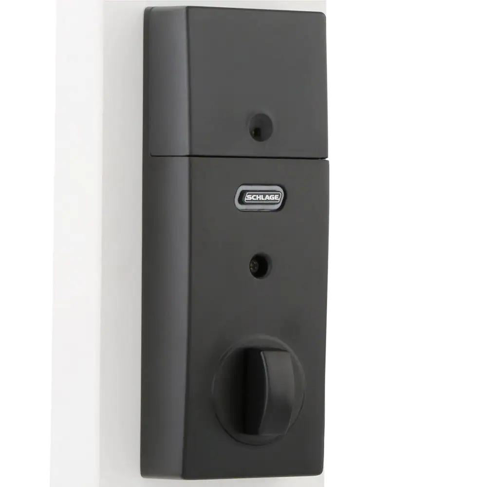 Century Matte Black Sense Smart Door Lock with Latitude Lever Door Handleset