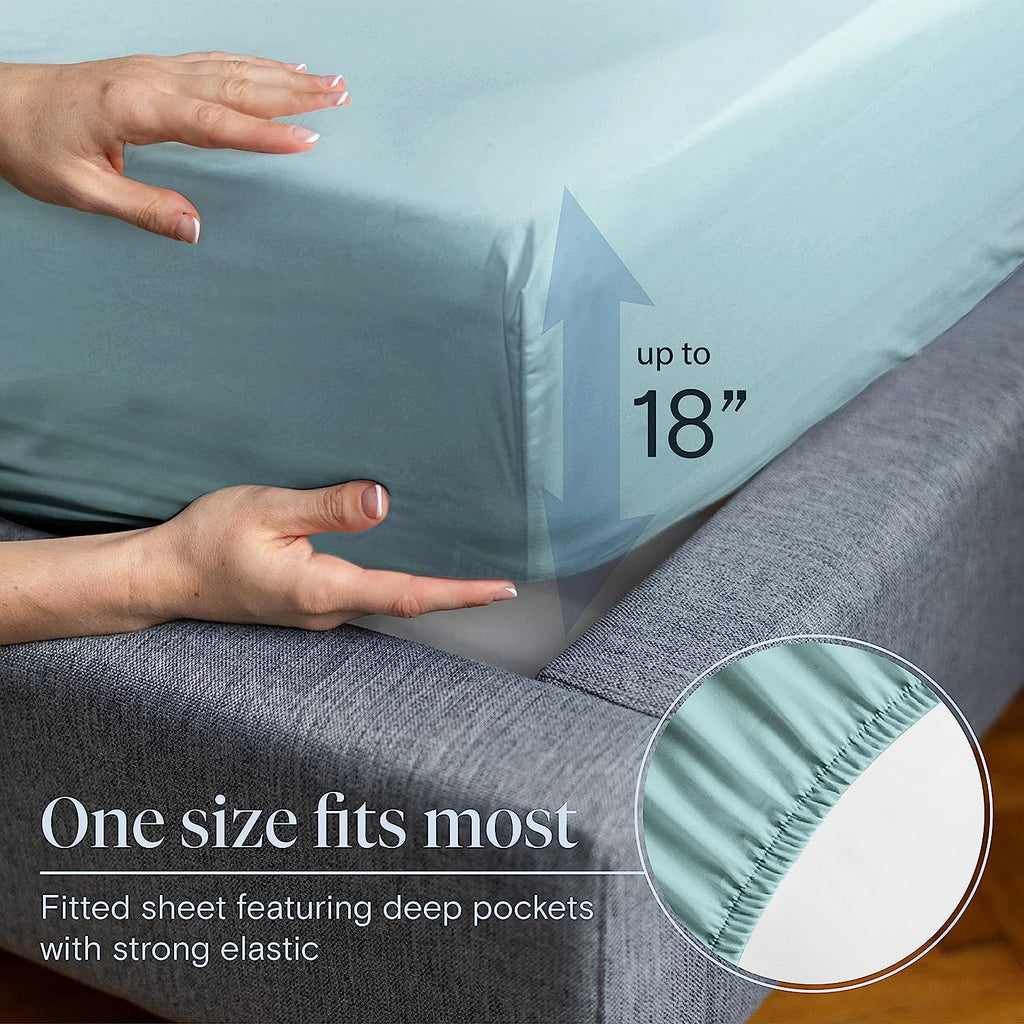 LuxClub 6 PC Full Size Sheet Set Bamboo Sheets Deep Pockets 18" Eco Friendly Wrinkle Free Cooling Sheets Machine Washable Hotel Bedding Silky Soft - Light Teal Full