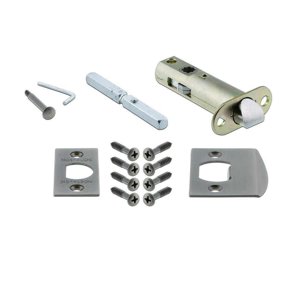York Plate with Keyhole 2-3/8 in. Backset Antique Pewter Privacy Bed/Bath White Porcelain Door Knob
