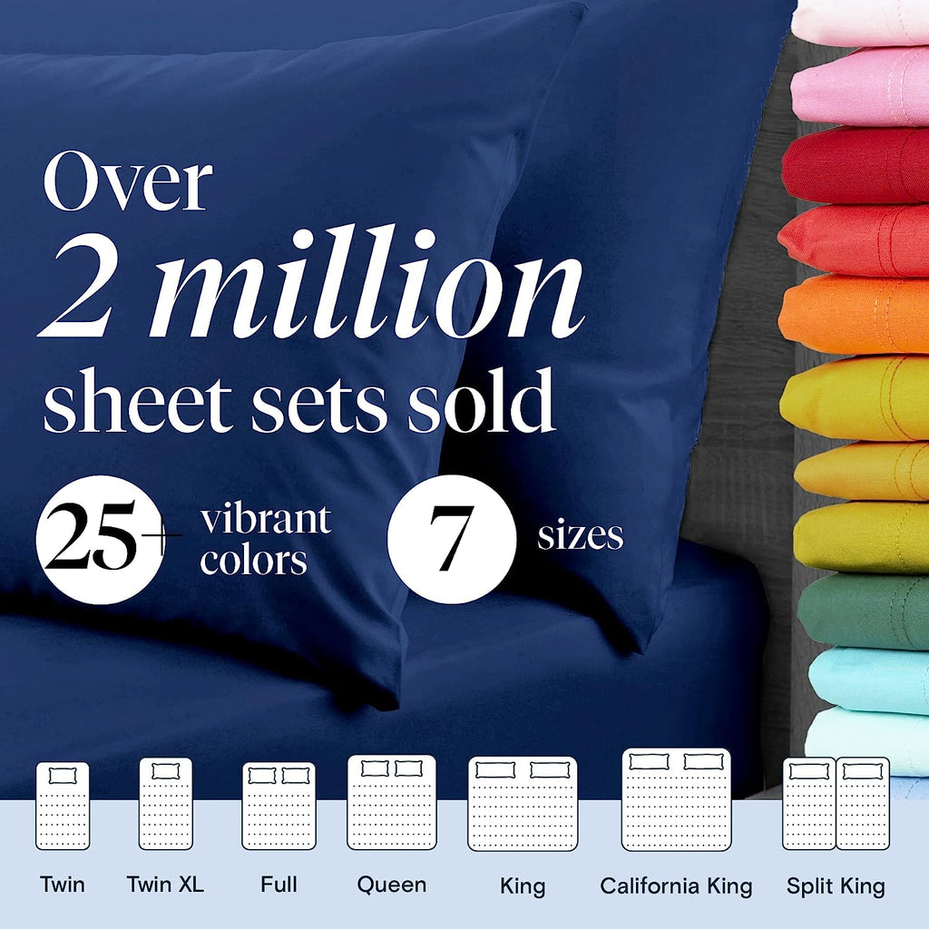LuxClub Twin Sheets Set - Soft Kids Twin Bed Sheets for Boys and Girls, 4 PC Deep Pockets 18" Eco Friendly Wrinkle Free Fitted Sheets Machine Washable Hotel Bedding Silky Soft- Navy Twin