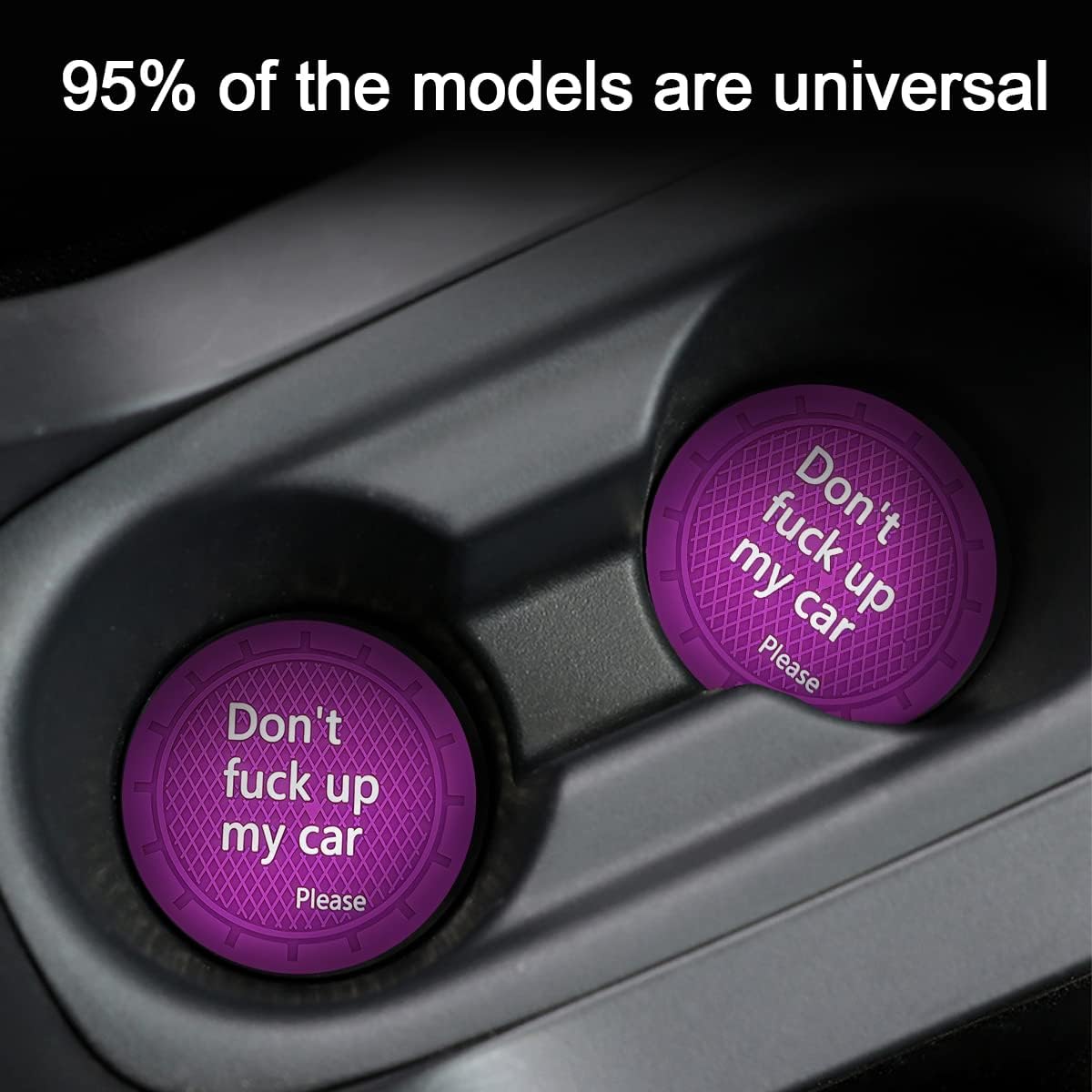 8sanlione 2 Pack Car Cup Holder Coasters, 2.75 Inch Non-Slip PVC Insert Cup Coaster, Anti-Scratch Auto Cup Mats for Women Men, Vehicle Interior Accessories for Car, SUV, Truck (D Purple/2PCS)