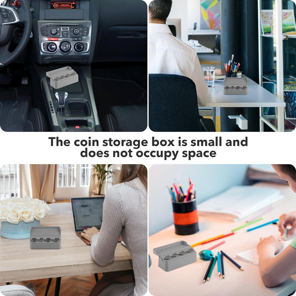 SINGARO Coin Holder for Car, Universal Car Coin Change Organizer, Car Coin Holder Compatible with Coins of Different Sizes, Car Interior Accessories, Suitable for Most Cars, Trucks(Gray，2 Pack)