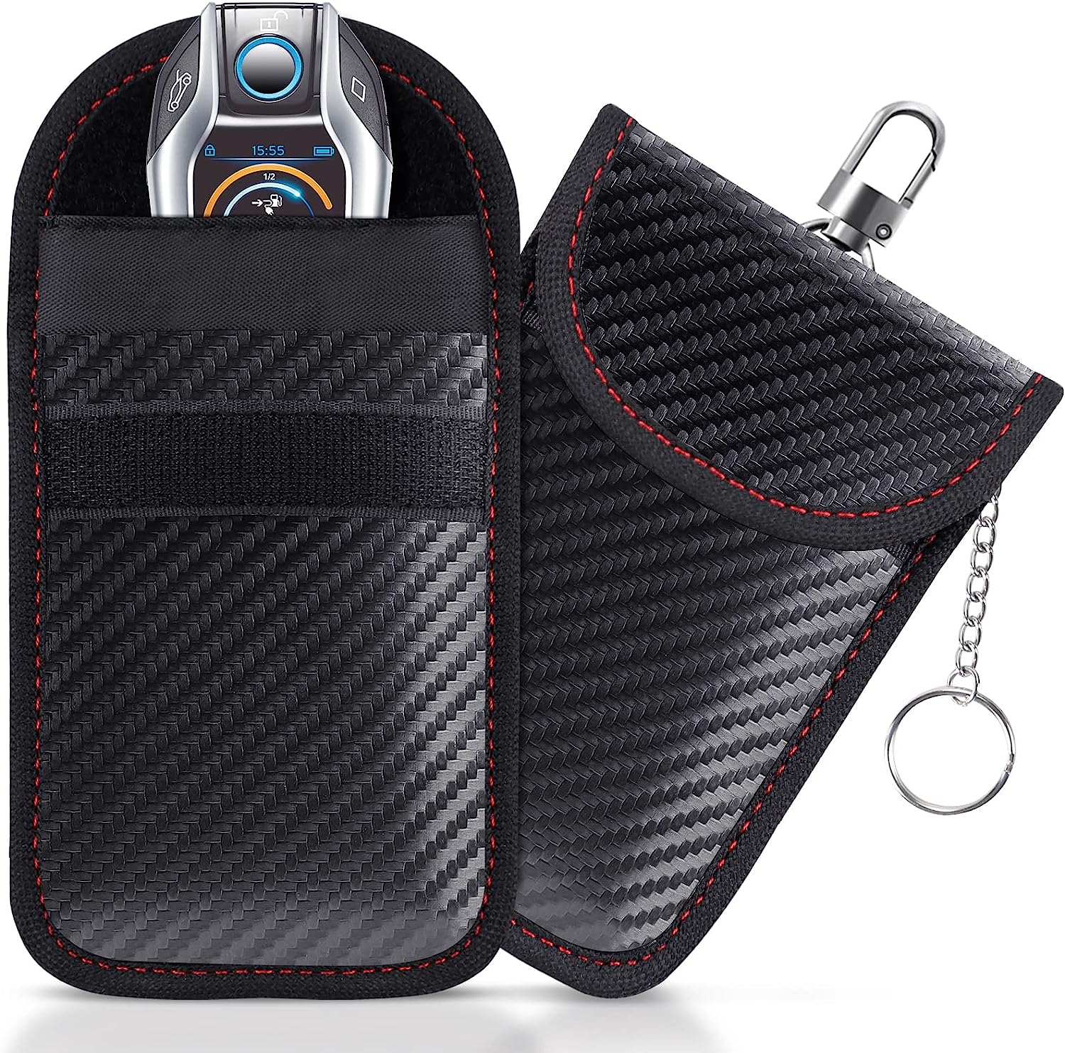 Lanpard Faraday Bag for Key Fob(2 Pack), Faraday Cage Protector, Car RFID Signal Blocking Key Fob Protector, Double-Layers of Shielding Carbon Fiber Material Anti-Theft Faraday Pouch