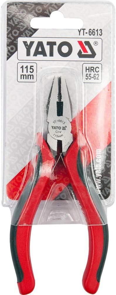 Yato YT-6613 Mini Pliers Combination 115mm|HRC 55-62|TPR/PVC 3 colour handle| Cr-Ni|DIN 5749|Plier Tools|Plier for Home|Plier Knife|Industrial Tools|Combination Plier|Insulated|Red-Silver|Electrical