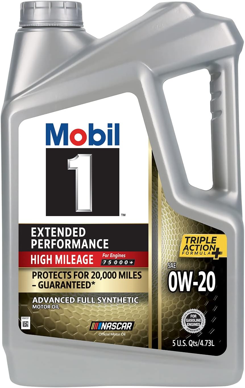Mobil 1-123837 Extended Performance High Mileage 0W-20; 5QT, Gray