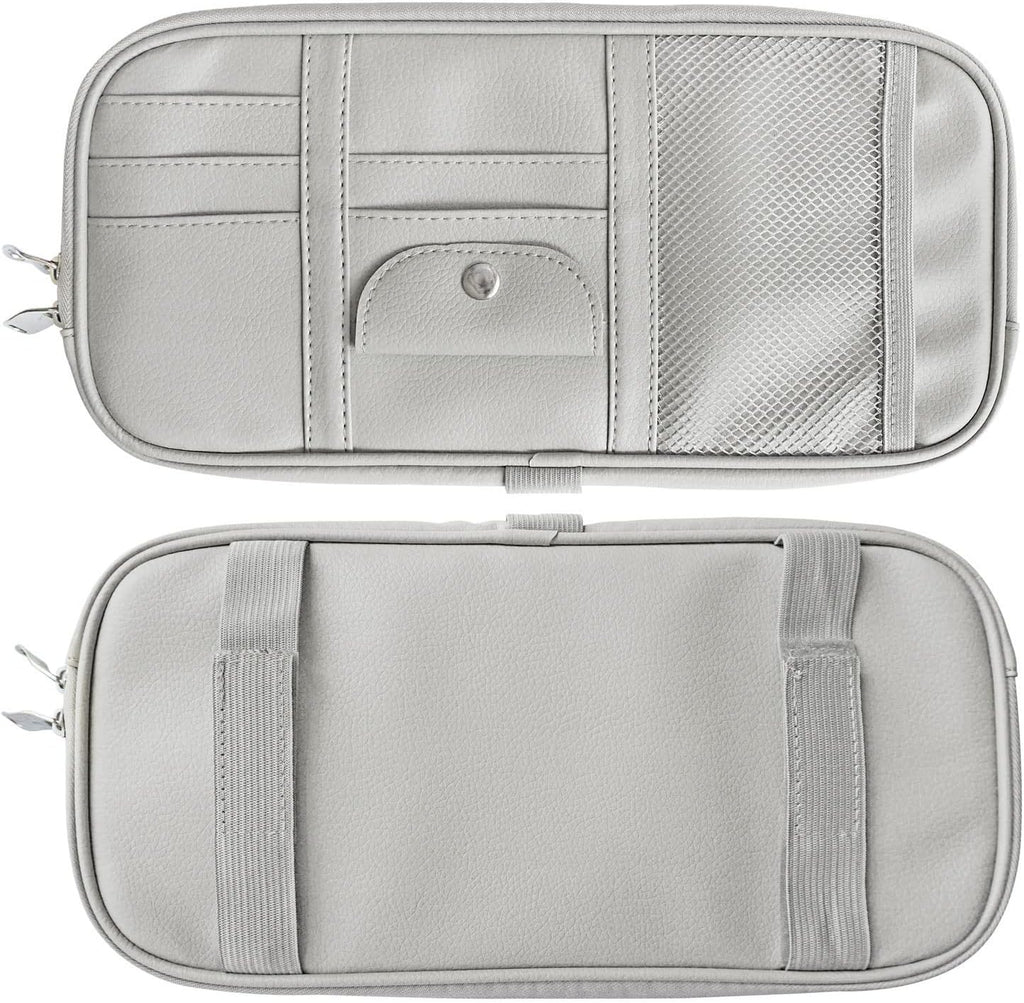 Da by Car Sun Visor Organizer Auto Car Visor Pocket and Interior Accessories Car Truck Visor Storage Pouch Holder with Multi-Pocket Net Zippers (Gray)