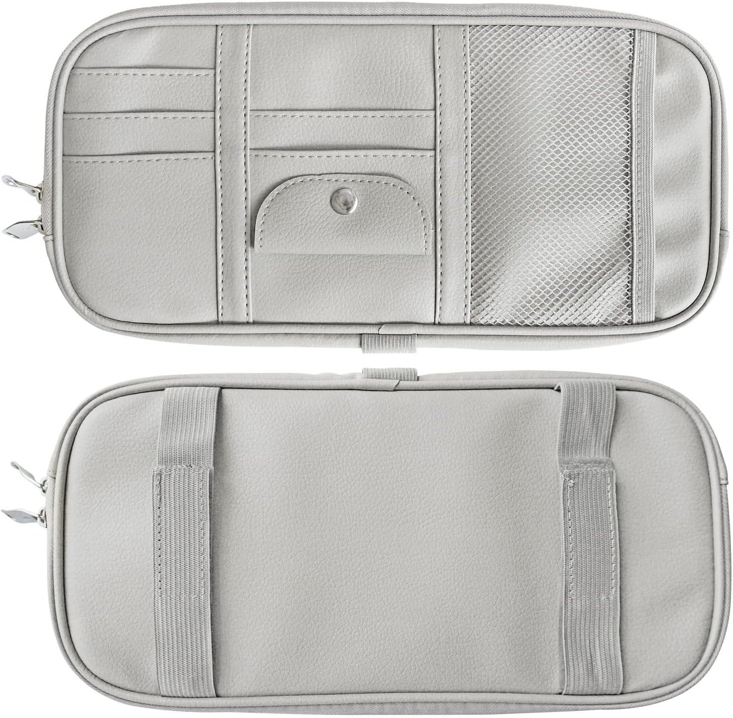 Da by Car Sun Visor Organizer Auto Car Visor Pocket and Interior Accessories Car Truck Visor Storage Pouch Holder with Multi-Pocket Net Zippers (Gray)