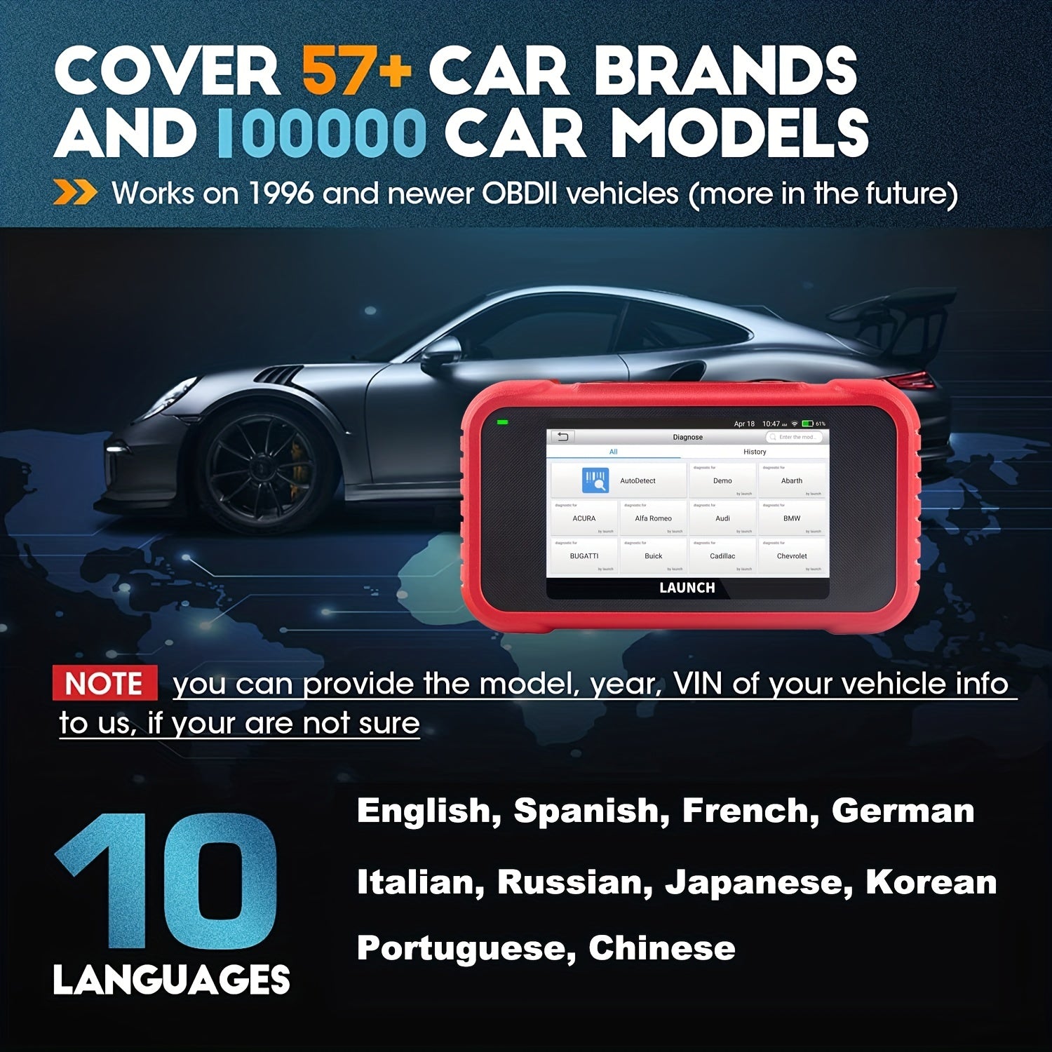 LAUNCH X431 CRP123E Car OBD2 Diagnostic Tools Automotive OBD Scanner ABS SRS Airbag Engine AT SAS OIL Brake Reset Lifetime Update