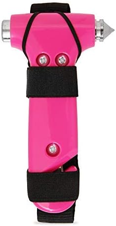 Super-Cute Safety Hammer - Emergency Automotive Escape Hammer Tool, Seat Belt Cutter &amp; Car Window Break Tool - Pink &amp; Black, 2 Count
