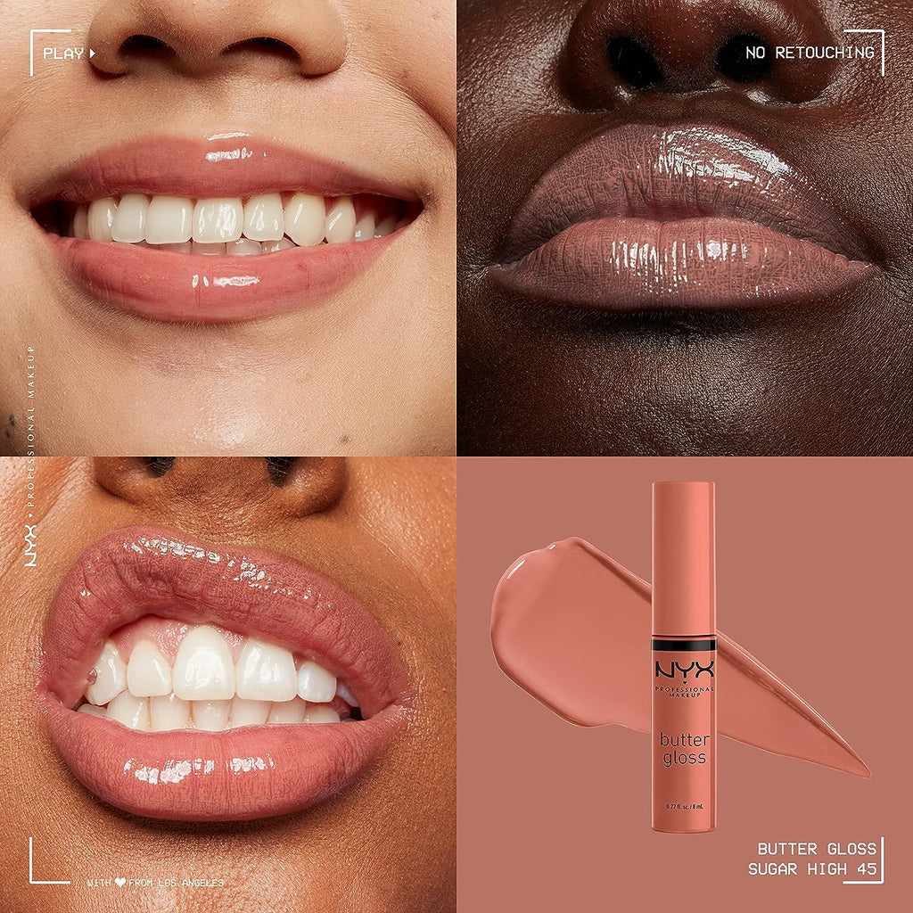 NYX PROFESSIONAL MAKEUP Butter Gloss Brown Sugar - Pack Of 3 Lip Gloss (Sugar High, Spiked Toffee, Butterscotch)