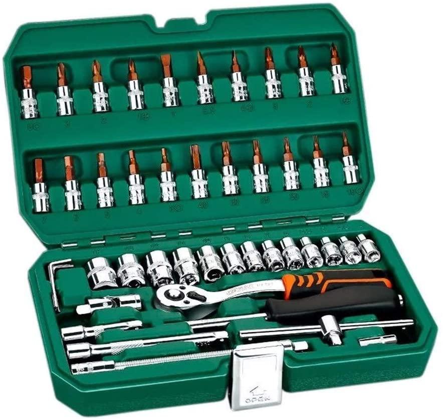 LFDHSF Screwdriver Set, Wrench 46Pcs Professional Spanner Socket Set 1/4inch Screwdriver Ratchet Wrench Set Kit Car Repair Tools Combination Hand Tool Set Repair Tools