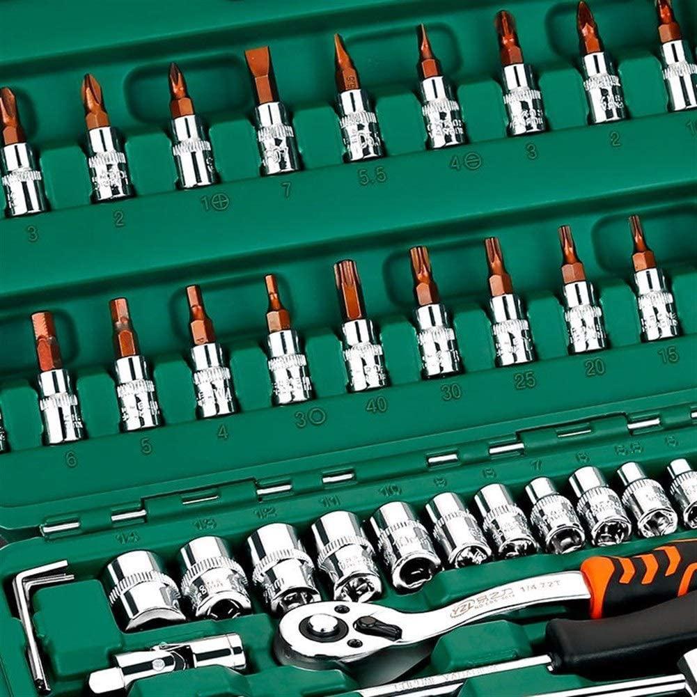 Relaxed 46Pcs Professional Spanner Socket Set 1/4inch Screwdriver Ratchet Wrench Set Kit Car Repair Tools Combination Hand Tool Set Universal Hand Tools Drill Decorative