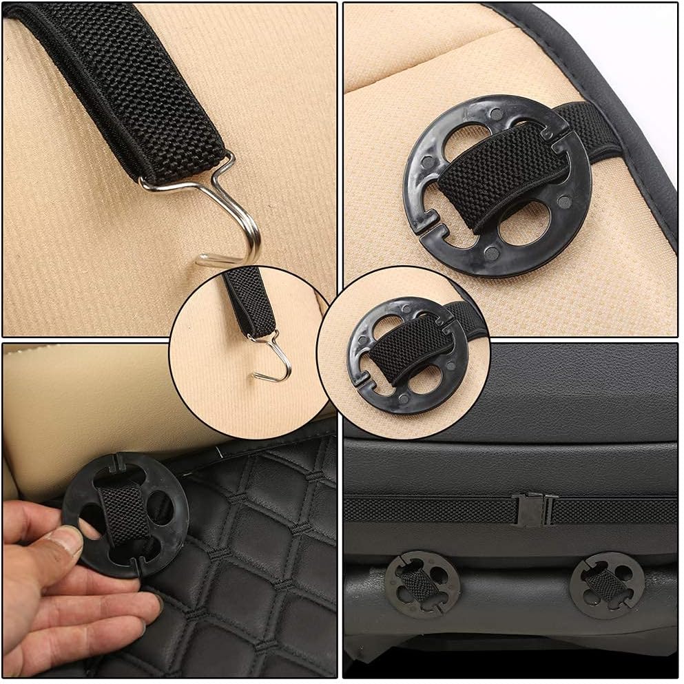 Black Panther PU Car Seat Cover, Front Seat Protector Compatible with 90% Vehicles,Embroidery,Anti-Slip &amp; Full Wrapping Bottom (W 21.26ׄ 20.87 Inch)(1Piece,Black)