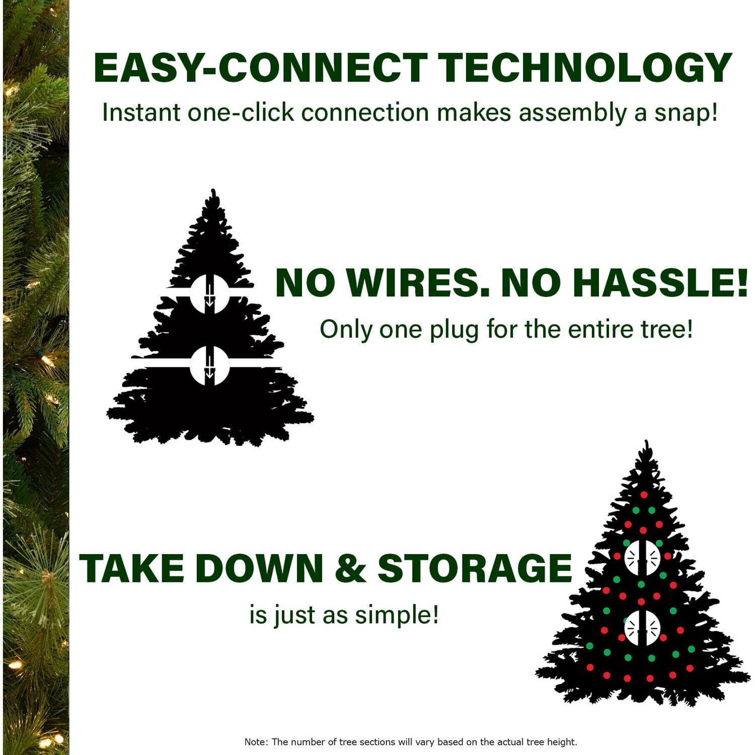 Fraser Hill Farm 7.5-Foot Pre-Lit Buffalo Fir Green Slim Artificial Christmas Tree, Smart Lights, FFBF075-3SN