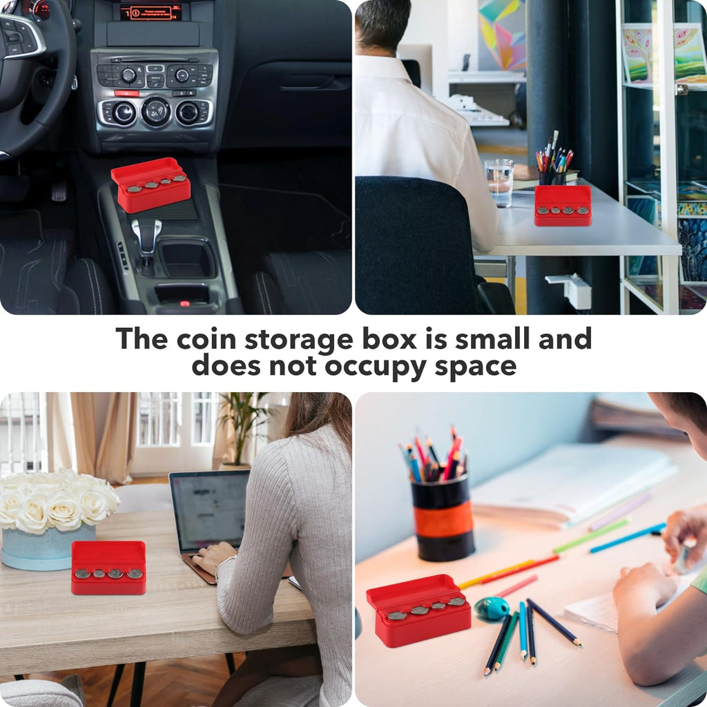 SINGARO Coin Holder for Car, Universal Car Coin Change Organizer, Car Coin Holder Compatible with Coins of Different Sizes, Car Interior Accessories, Suitable for Most Cars, Trucks(Red)