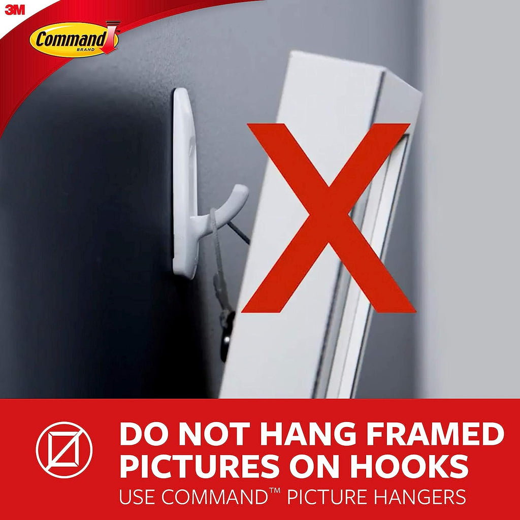 Command Large Utility Hooks, Damage Free Hanging Wall Hooks with Adhesive Strips, No Tools Wall Hooks for Hanging Decorations in Living Spaces, 14 White Hooks and 16 Command Strips