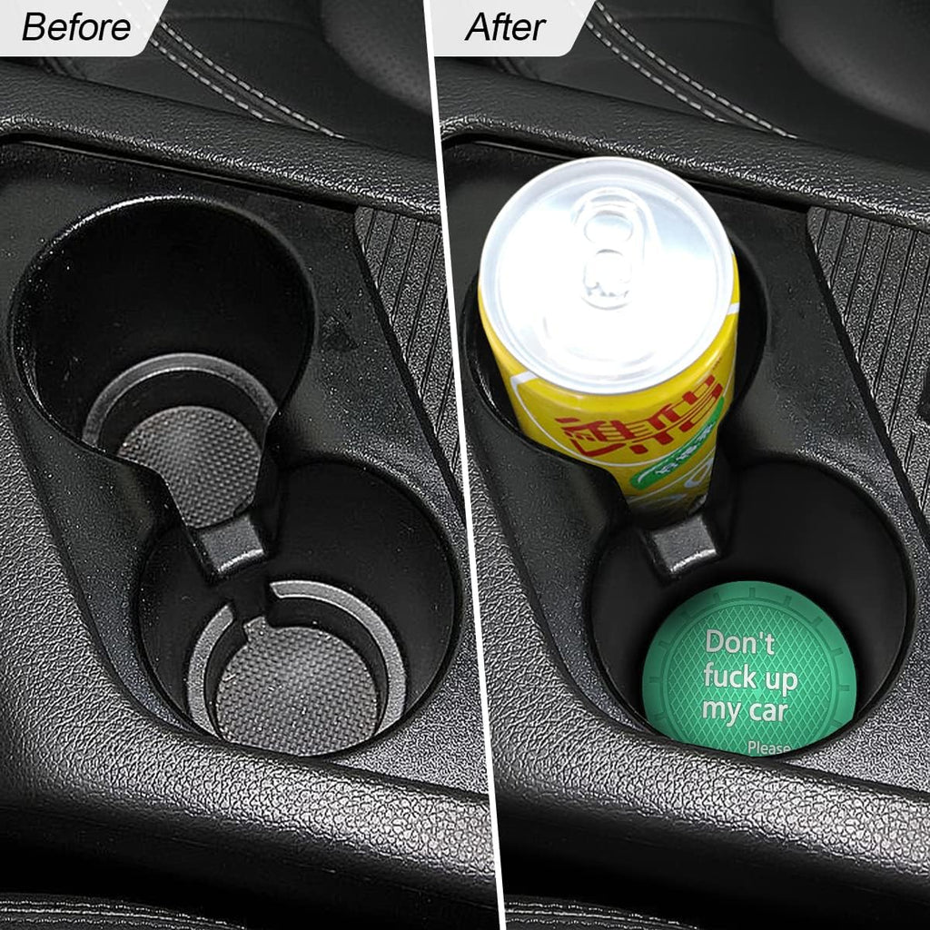 8sanlione 2 Pack Car Cup Holder Coasters, 2.75 Inch Non-Slip PVC Insert Cup Coaster, Anti-Scratch Auto Cup Mats for Women Men, Vehicle Interior Accessories for Car, SUV, Truck (D Light Green/2PCS)