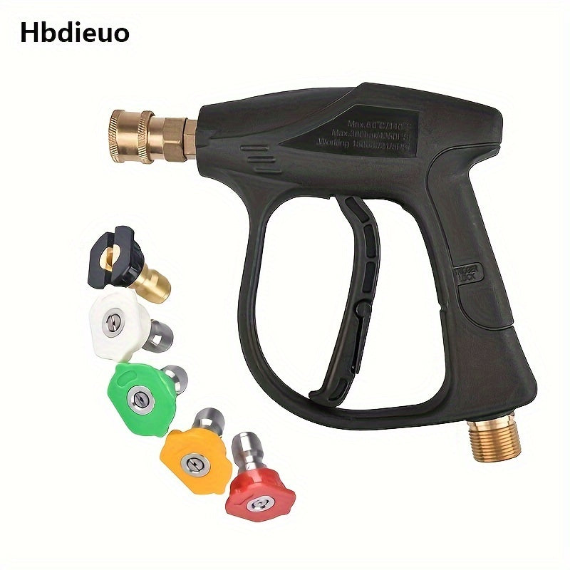 High Pressure Hose Nozzle, High Pressure Cleaning Machine, 3000 PSI Max With 5 Colors  Connect Nozzles M22 Hose Connector 3.0 TIP