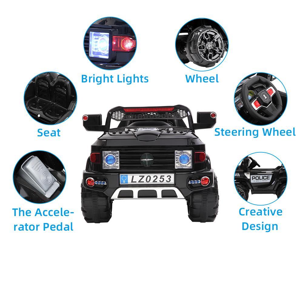 UBesGoo 12V Kids Battery Powered Electric Red 4-Wheeler Ride-On Car with LED Headlights, Music, Remote Control - Black