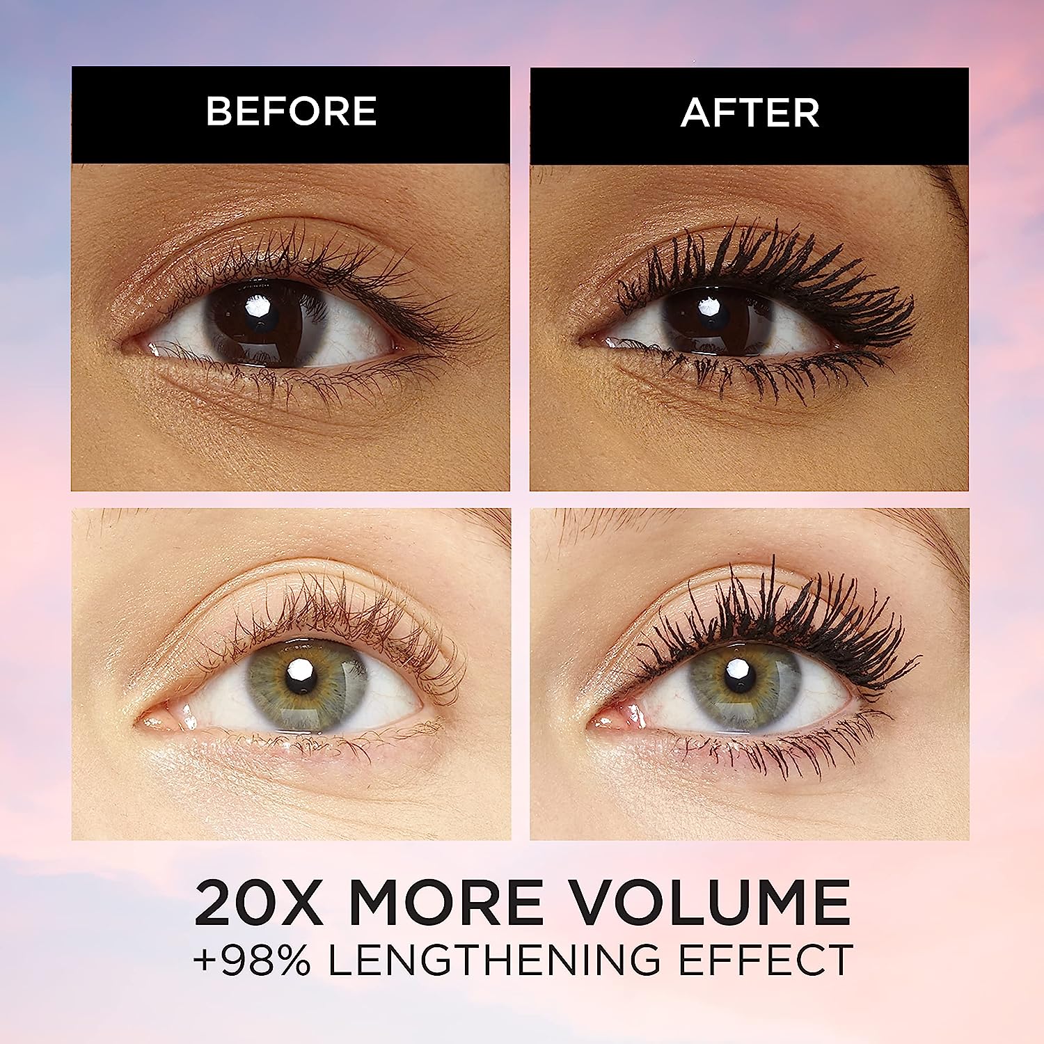 L'Oreal Paris Voluminous Makeup Lash Paradise Mascara, Black, 0.25 Fl Oz (Pack of 2) Packaging May Vary