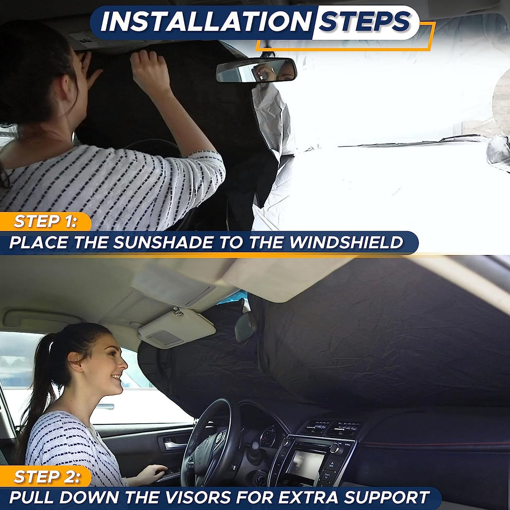 EcoNour Windshield Sunshade for Jeep Wrangler | Sun Visor for UV Rays &amp; Heat Protection | Suitable for Wrangler, Compass, Gladiator &amp; Renegade | Accessories for Jeep Wrangler