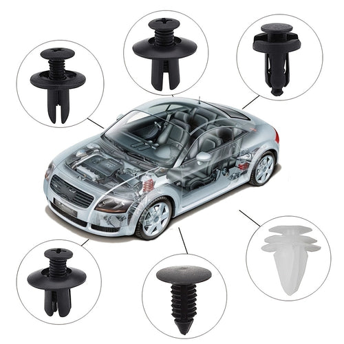 100pcs 6 Sizes Auto Parts Set, Auto Fastener Clip Mixed Car Body Push Retainer Pin Rivet ,Bumper Door Trim Panel Retainer Fastener Kit