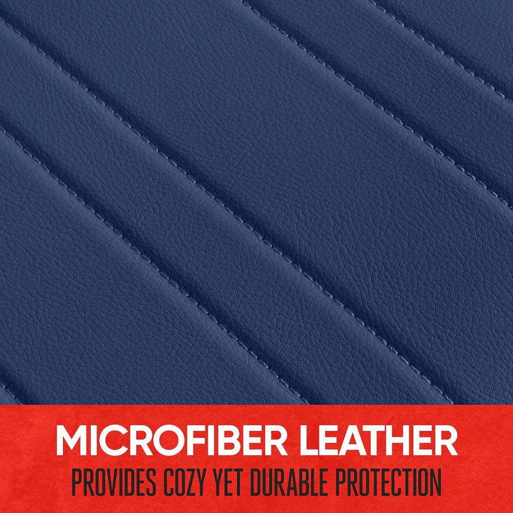 Motor Trend Seat Covers for Cars Trucks SUV, Faux Leather 2-Pack Blue Padded Car Seat Covers with Storage Pockets, Premium Interior Car Seat Cover