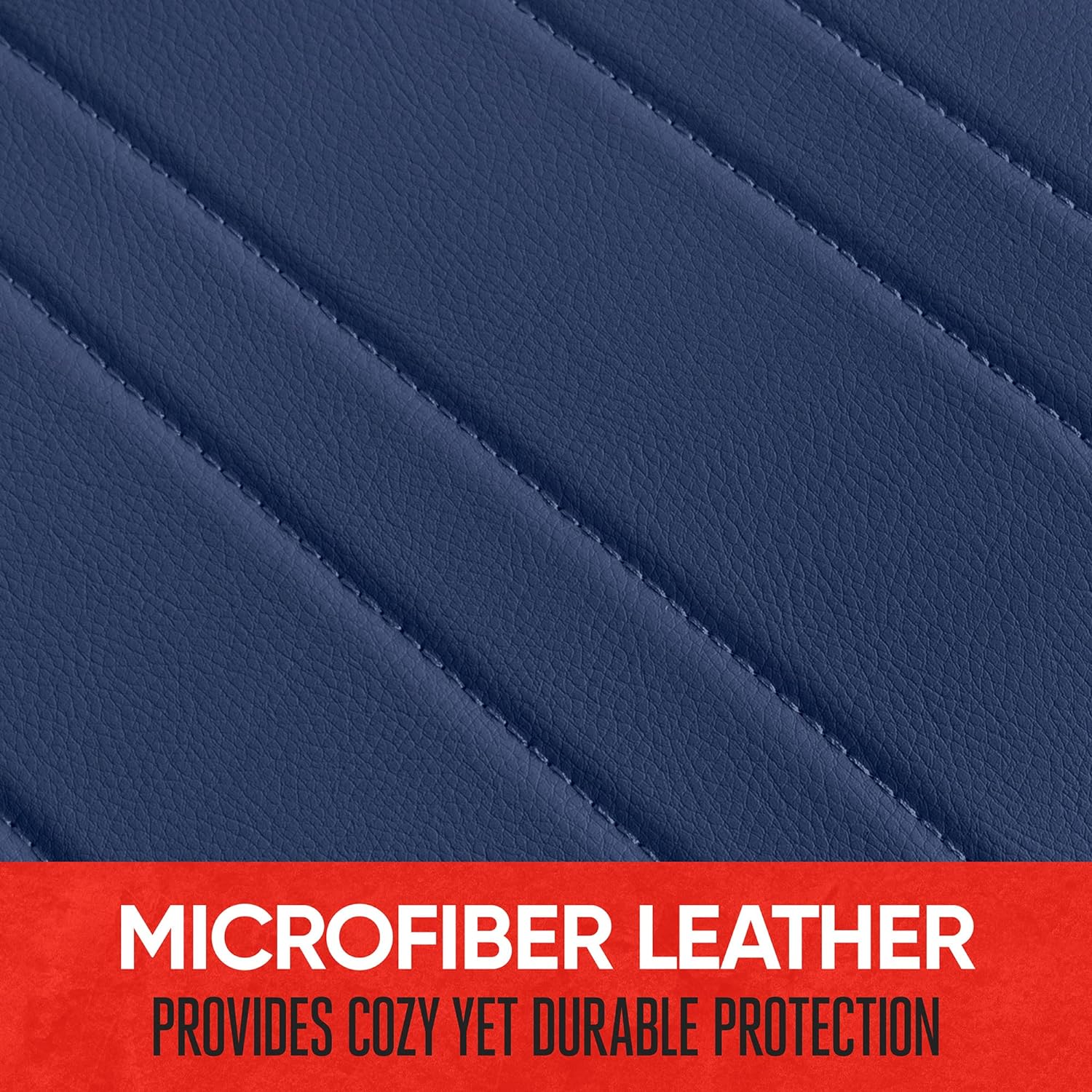 Motor Trend Seat Covers for Cars Trucks SUV, Faux Leather 2-Pack Blue Padded Car Seat Covers with Storage Pockets, Premium Interior Car Seat Cover
