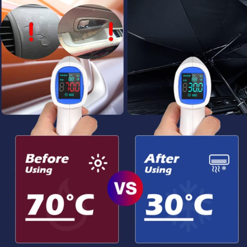 Coricha Windshield Sunshade Umbrella Brella Shade for Car Sun Shade Cover 31 * 57" As Seen on TV UV Block Front Window Heat Insulation Protection (Pink)