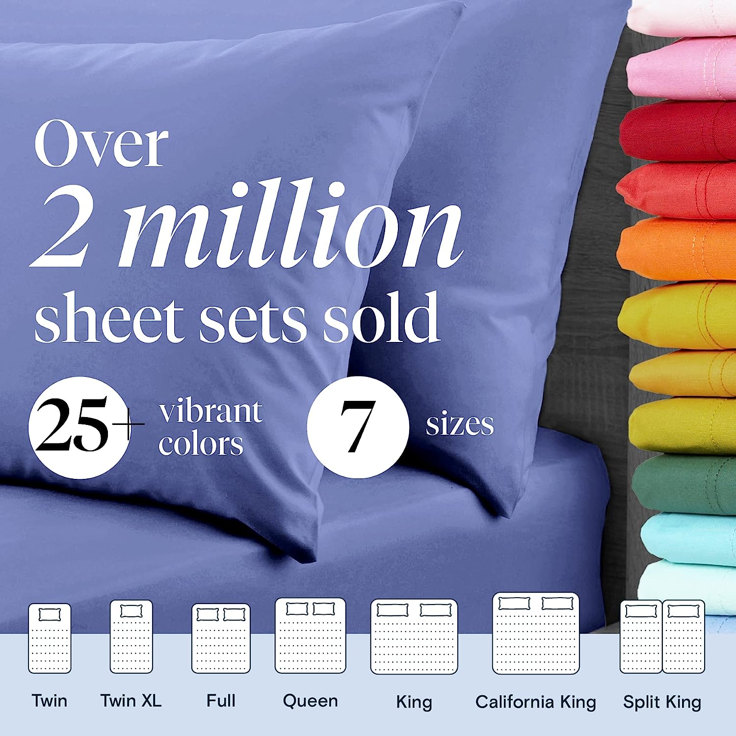 LuxClub 6 PC California King Size Sheet Set Bamboo Sheets Deep Pockets 18" Eco Friendly Wrinkle Free Cooling Sheets Machine Washable Hotel Bedding Silky Soft - Violet Blue California King