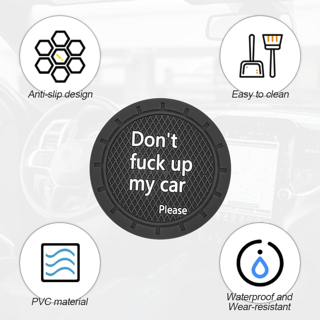 8sanlione Car Cup Coaster, 4Pcs 2.75 Inch Auto Cup Holder Insert Coasters, Non-Slip Waterproof Embedded Drink Mat, Automotive Interior Accessories for Men and Women (D Black/4PCS)