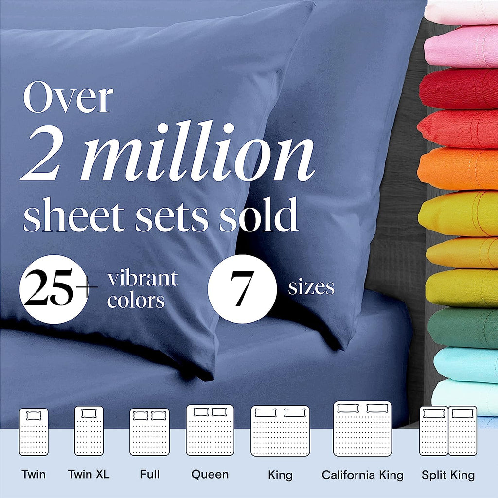 LuxClub 6 PC California King Size Sheet Set Bamboo Sheets Deep Pockets 18" Eco Friendly Wrinkle Free Cooling Sheets Machine Washable Hotel Bedding Silky Soft - Oxford California King