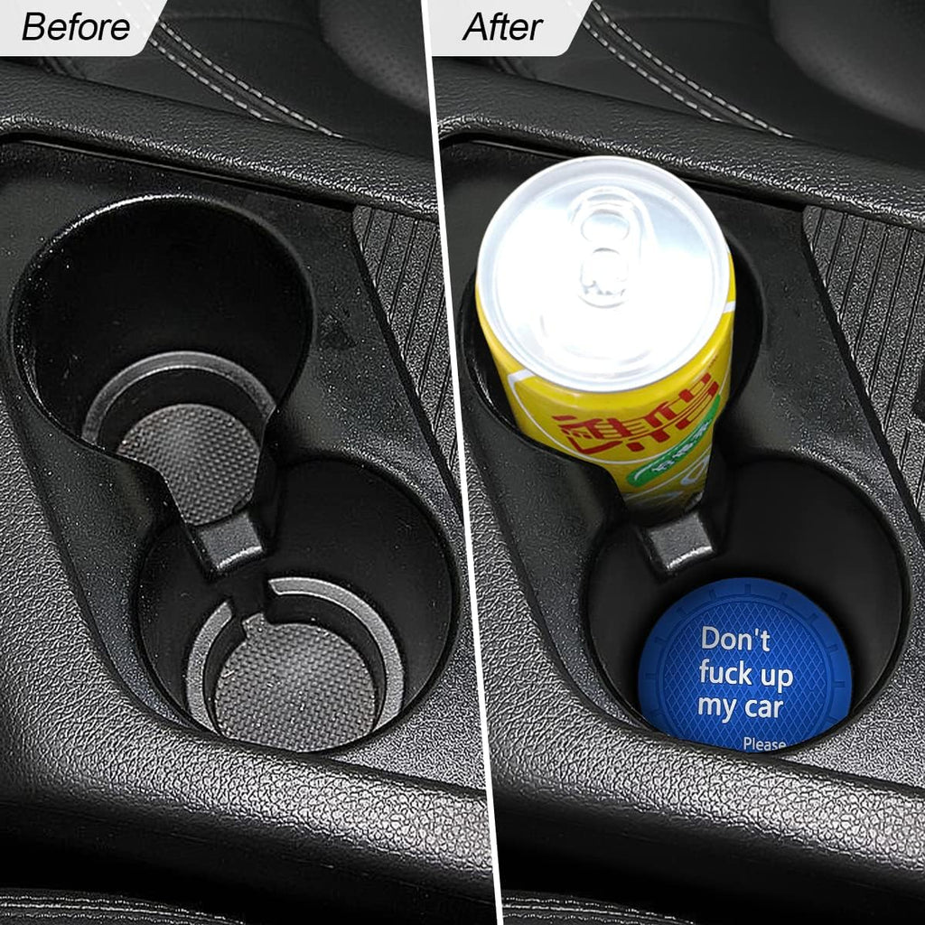 8sanlione 2 Pack Car Cup Holder Coasters, 2.75 Inch Non-Slip PVC Insert Cup Coaster, Anti-Scratch Auto Cup Mats for Women Men, Vehicle Interior Accessories Universal for Car, SUV, Truck (D Blue/2PCS)