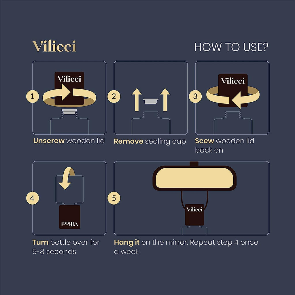 Vilicci Car Air Freshener, Tobacco Vanilla Scent, Long Lasting Fragrance for Auto and Home, 2 Bottles of Car Perfume