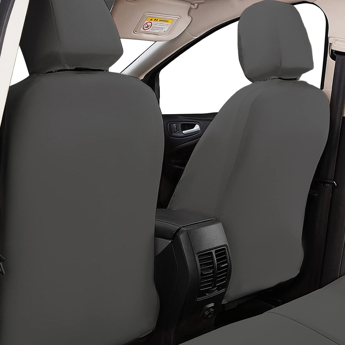 Flying Banner car seat Covers Protects Water Proof Faux Leather Carbon Fiber Fronts Gray Gray