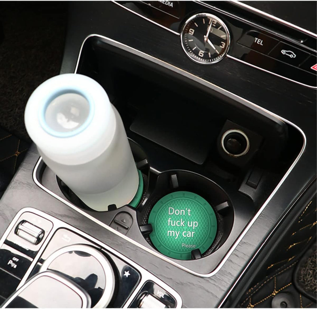 8sanlione 2 Pack Car Cup Holder Coasters, 2.75 Inch Non-Slip PVC Insert Cup Coaster, Anti-Scratch Auto Cup Mats for Women Men, Vehicle Interior Accessories for Car, SUV, Truck (D Light Green/2PCS)