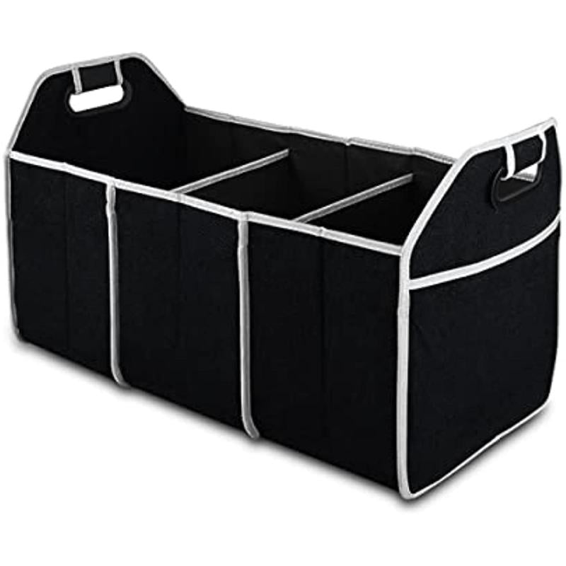 1pc Universal Car Trunk Organizer, Portable Foldable Waterproof Auto StoraBag With 3 Compartments, For SUV, Truck, Van, Sedan