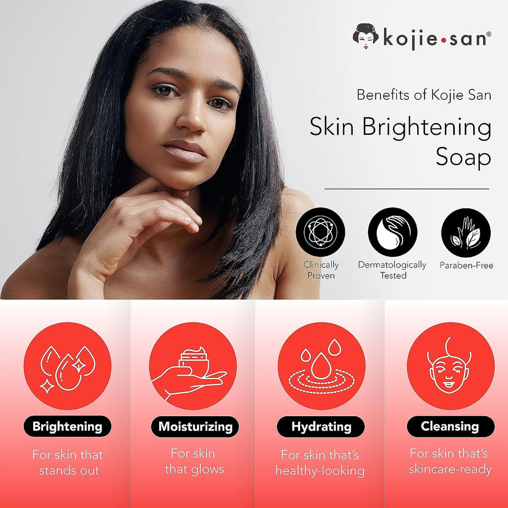 Kojie San Skin Brightening Soap - Original Kojic Acid Soap for Dark Spots, Hyperpigmentation, &amp; Scars with Coconut &amp; Tea Tree Oil - 65g x 2 Bars
