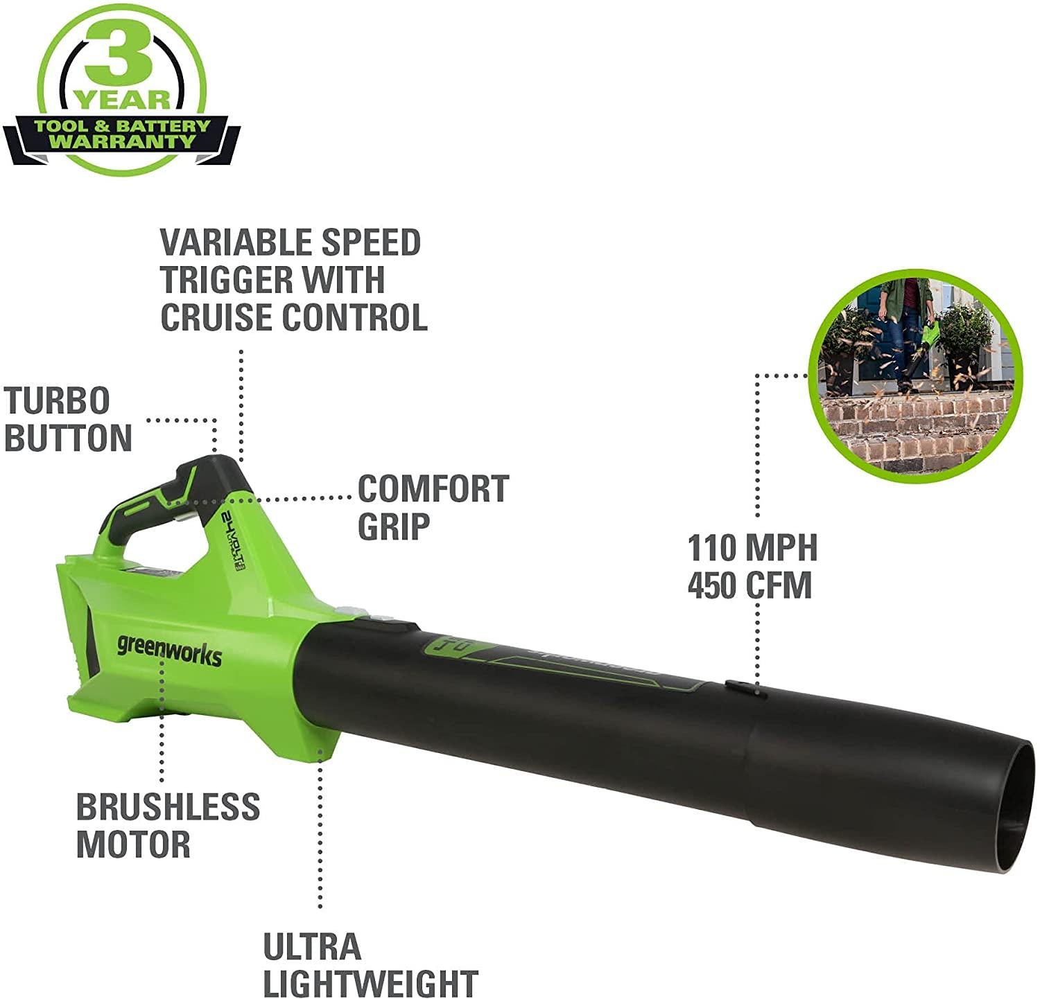 Greenworks 48V 21" Brushless Cordless Self-Propelled Electric Lawn Mower, Leaf Blower, String Trimmer, (2) 5.0Ah Batteries and Rapid Charger