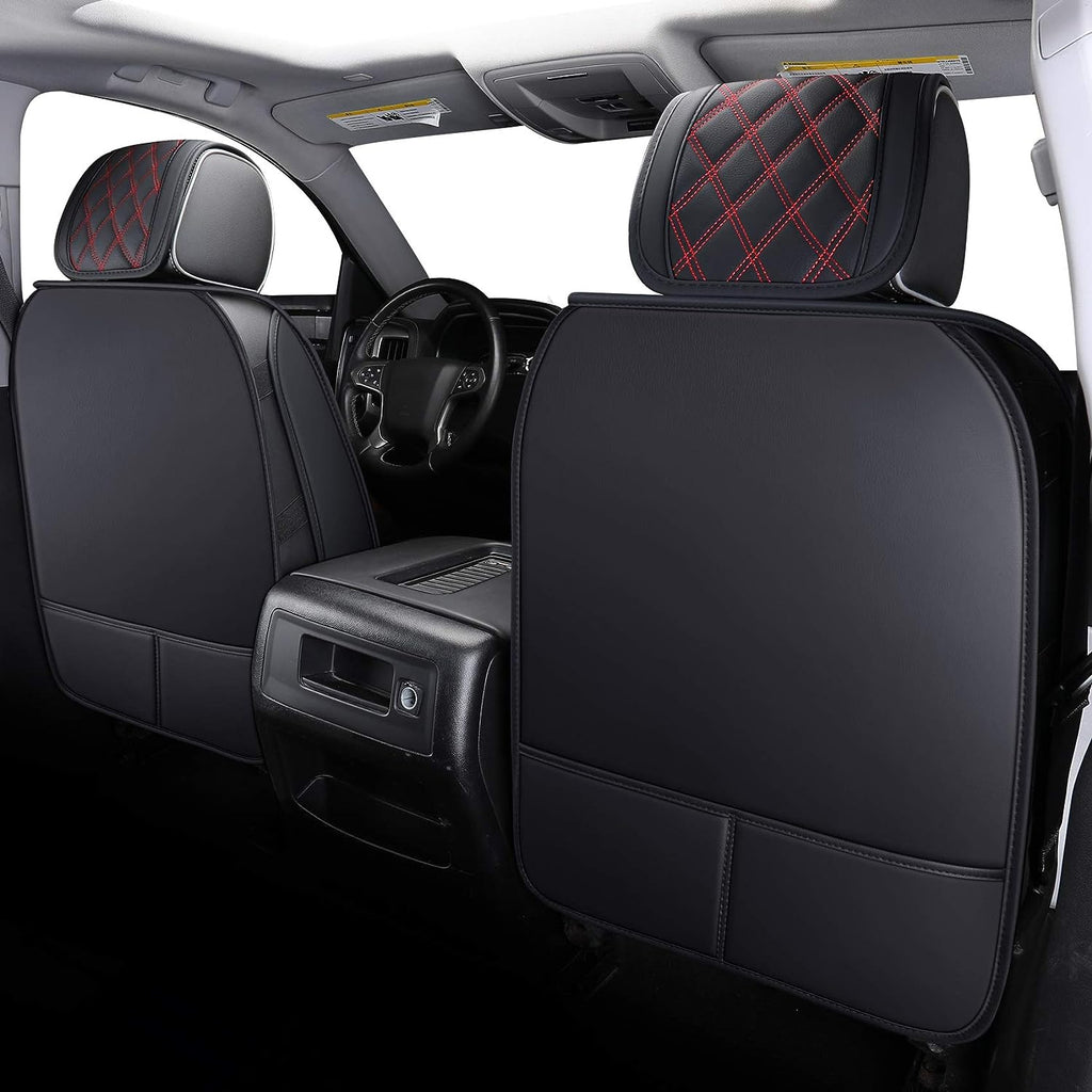 Aierxuan Chevy Chevrolet Silverado GMC Sierra Front Seat Covers Pickup Custom Fit 2007-2024 1500 2500HD 3500HD Crew Double Extended Cab Waterproof Leather Protectors (2 PCS Front, Black-Red)