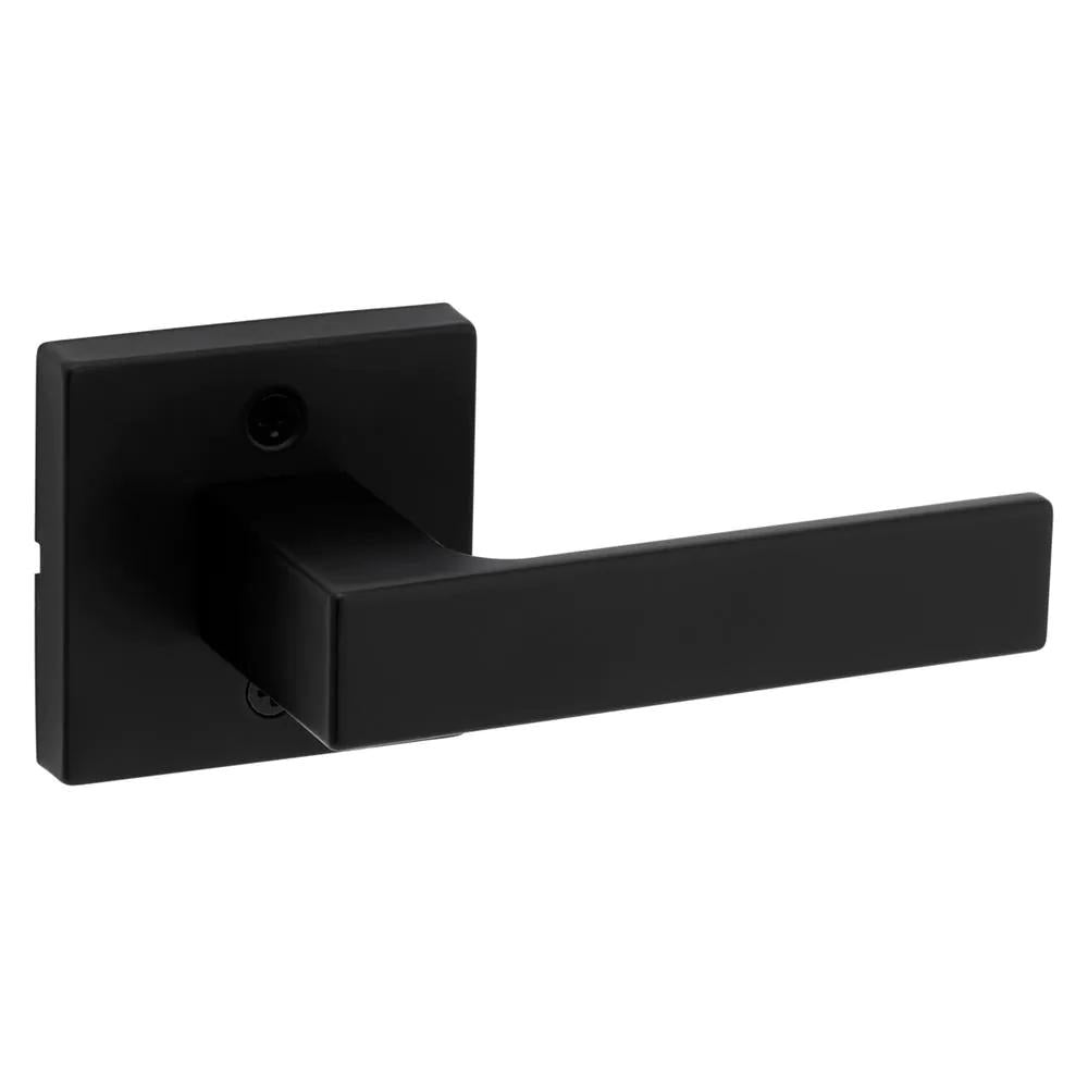 Singapore Square Matte Black Hall/Closet Door Lever with Microban