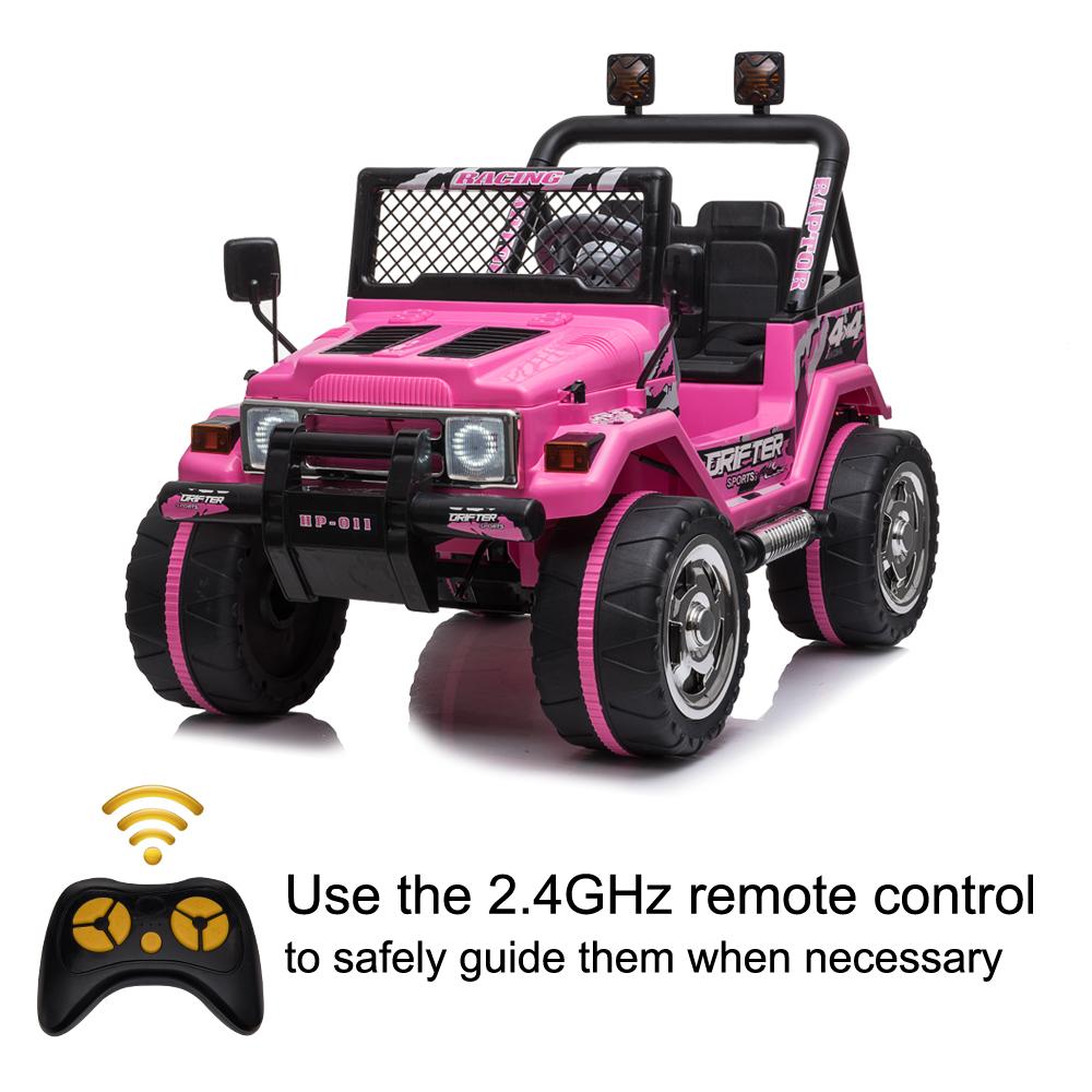 LEADZM LZ-11 Electric Car Child Jeep,Ride on Car for Kid,Double Drive with 2.4G Remote Control,12V 7AH Rechargeable Battery,LED Car Headlights-Pink