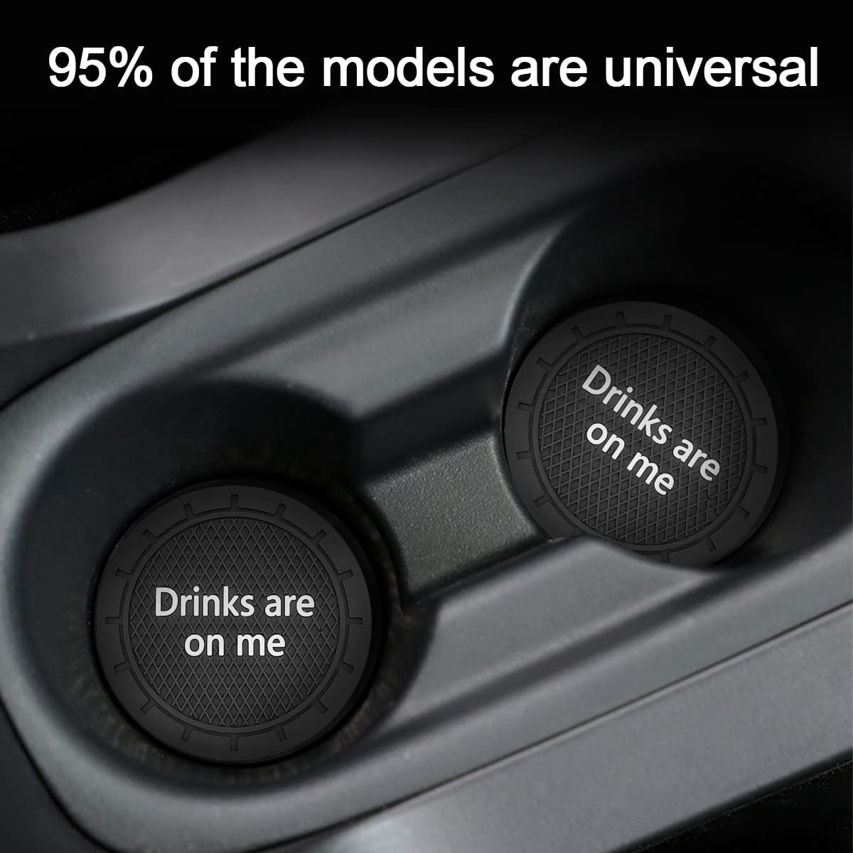 8sanlione 2 Pack Car Cup Holder Coasters, 2.75 Inch Non-Slip PVC Insert Cup Coaster, Anti-Scratch Auto Cup Mats for Women Men, Vehicle Interior Accessories Universal for Car, SUV, Truck (B Black/2PCS)