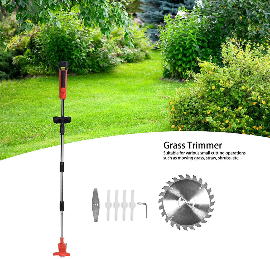 Grass Trimmer Telescopic Rod Design, Grass Trimmer With Battery Multifunction 650W Handheld Lawn Mower Kit Garden Accessory Speed up to 6000r/min(100-240V)